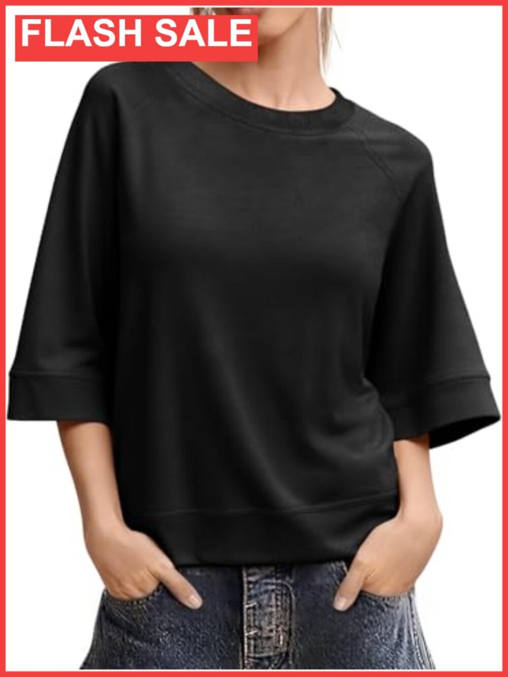 Oversized Boxy Half Sleeve Crew Neck T-Shirt Casual Loose Fit Top